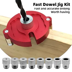 Fast-splicing Dowel Jig Kit W/3-10mm Metal Bushing Aluminum Self-Centering Vertical Hole Jig Drill Guide Locator for Woodworking