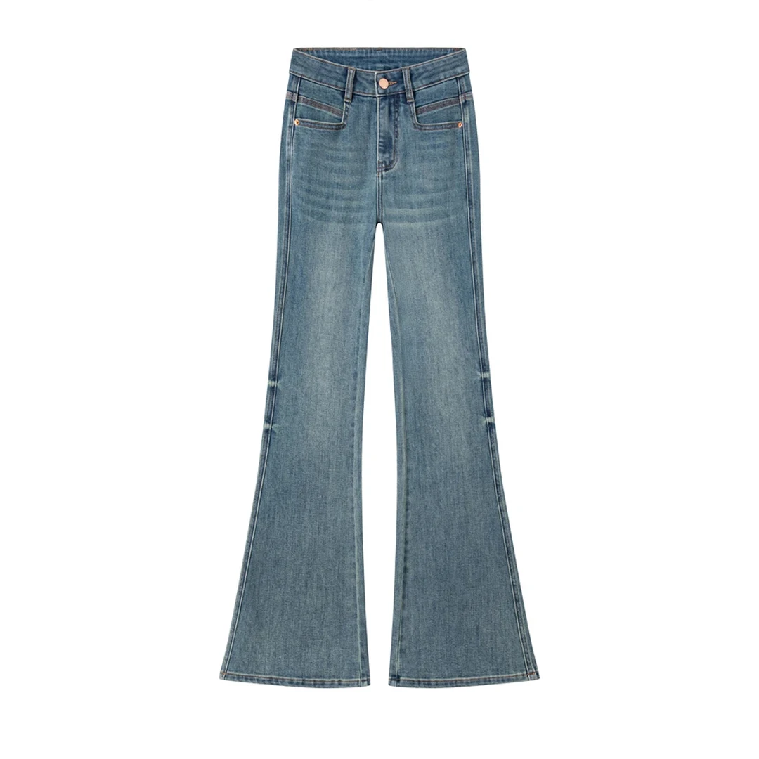 

Джинсы-колокольчики с высокой талией, женские облегающие длинные брюки, новые весенние универсальные утягивающие джинсы высокого класса