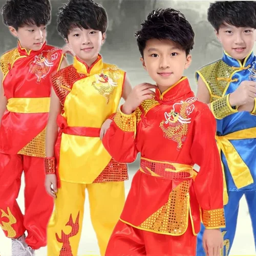 Imagen 2 del producto Primavera Verano disfraces de artes marciales para niños conjunto de traje de bebé traje de kungfú chino escenario niños Tai Chi niñas Wushu ropa para niños