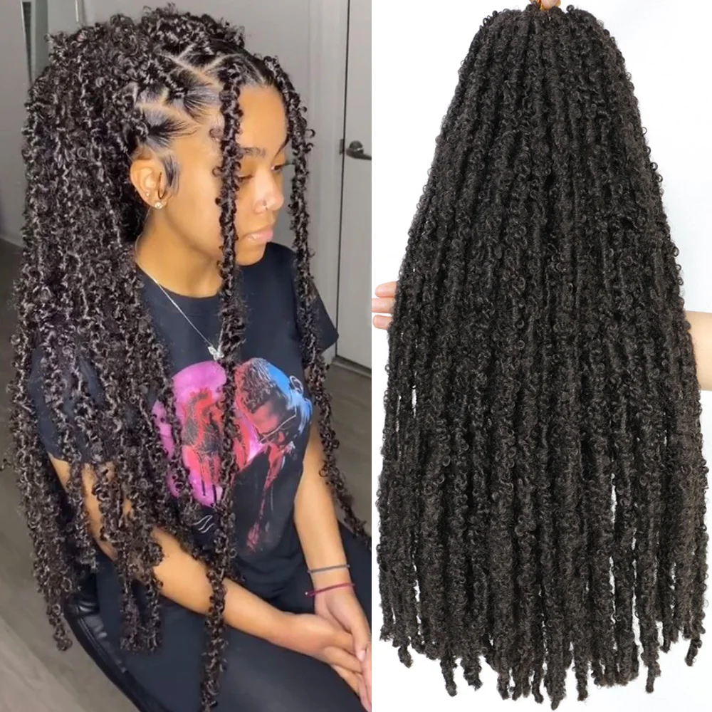 

18, 24, 36 дюймов, искусственные локоны-бабочки, вязанные крючком косы для волос, мягкие локоны, укороченные волосы богини-бабочки, искусственные локоны в стиле бохо для девочек