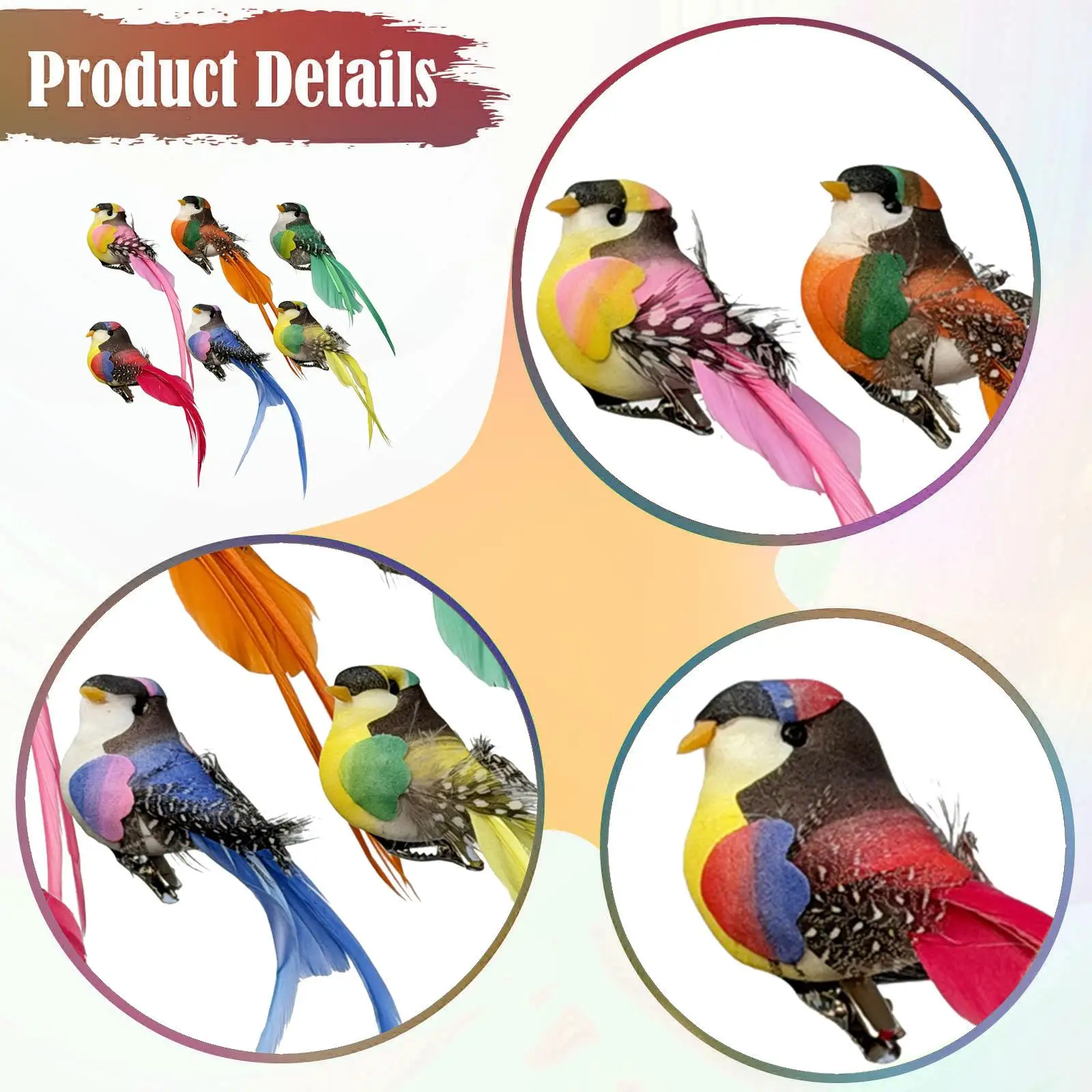 Lifelike Simulation Bird Decorative Feathered Ornaments Clip on Branch Tree Holiday Garden Prop for Indoor Outdoor