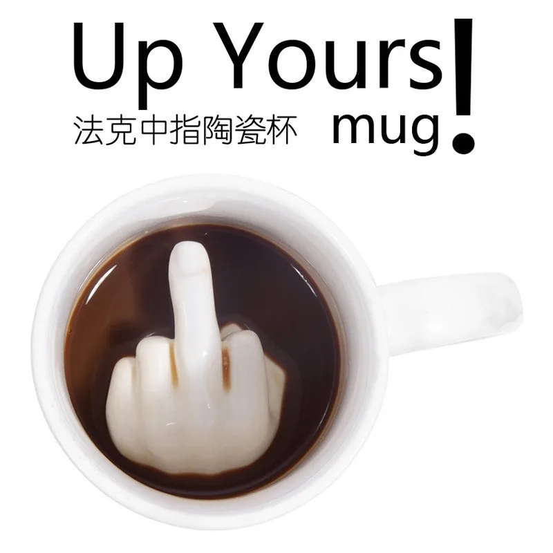 300ML Middle Finger Cup White Funny Ceramic Mug Mixing Coffee Milk Water Cup Creative Design Ceramic Mug Drinkware For Party