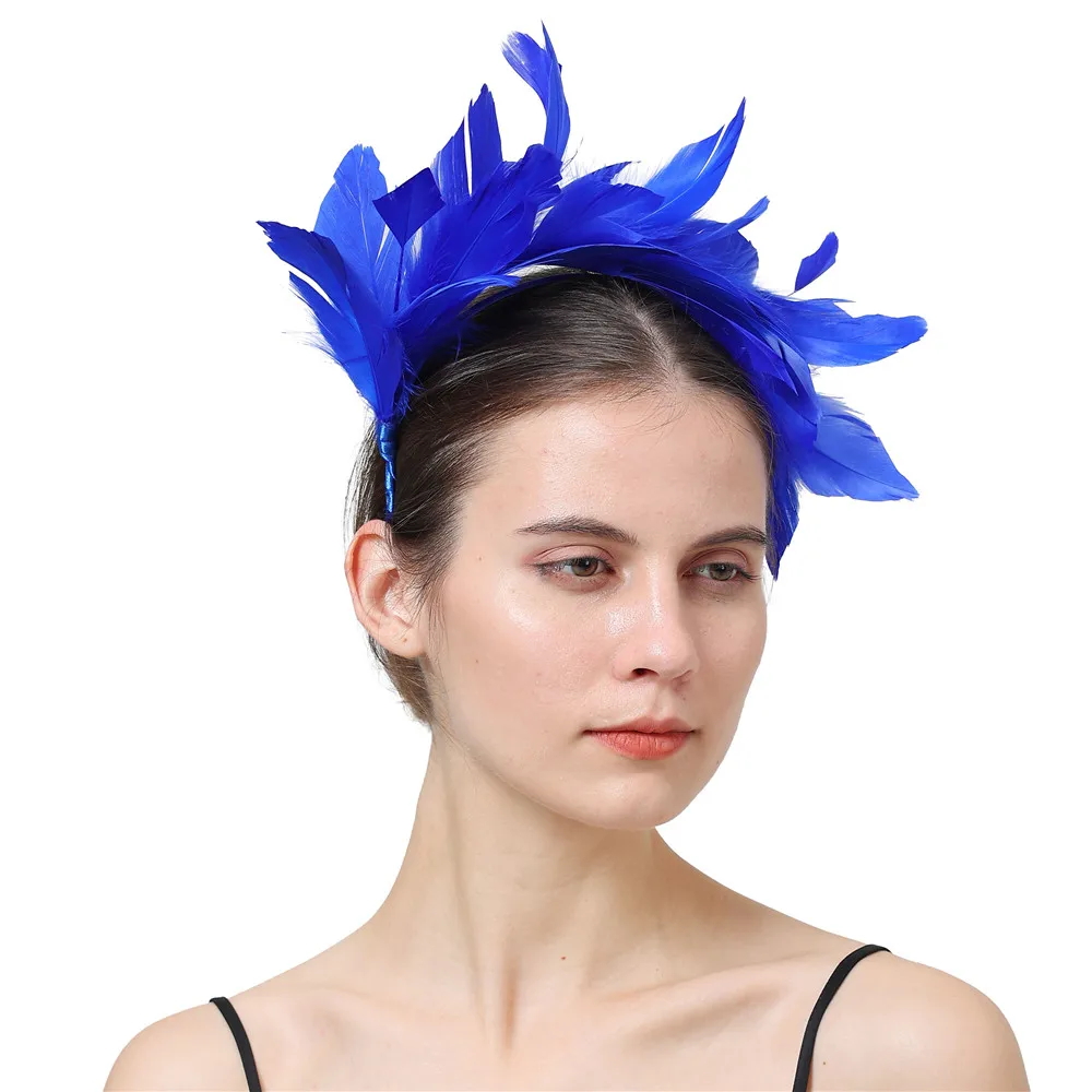 New Fashion Feather Headband Fascinator For Women Wedding Hair Accessories Fancy Feathers Headwear Occasion Hair Band Hats