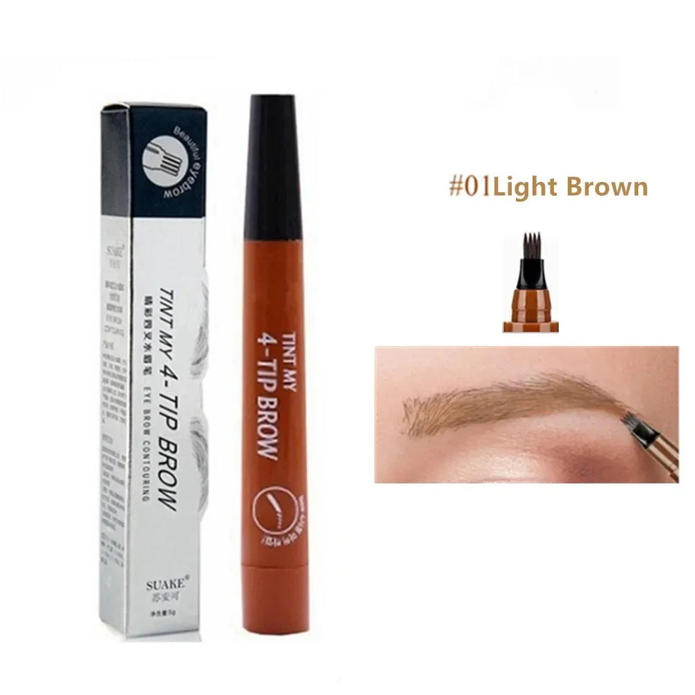 4d Microb lading Augenbrauen stift 4 Gabeln Spitze Augenbrauen Tattoo Bleistift lang anhaltende feine Skizze flüssige Augenbrauen Make-up