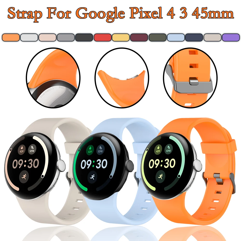 Per Google Pixel 4 3 45mm Band Sport Silicone traspirante Classic Buckle Uomo Donna Cinturino per Google Pixel 4 3 45mm Band