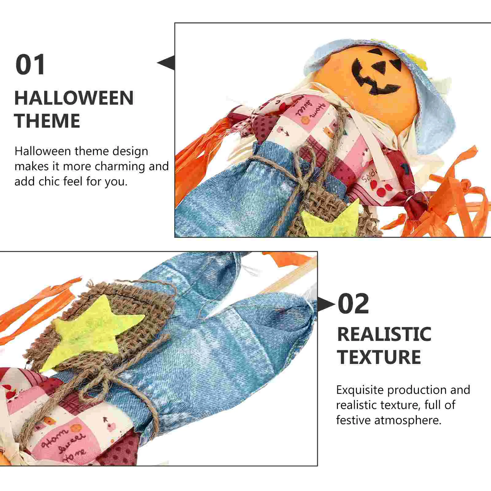 2 Pcs Outdoor Fall Decorations Scarecrow Light Halloween Stickers Faux Pumpkins Delicate Scarecrows Inflatable Wood