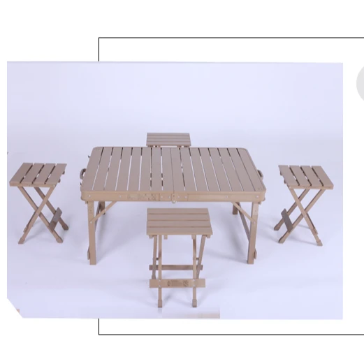 

Outdoor Collapsable Table and Chair 100% Aluminium Alloy Folding Picnic Camping Lightweight Folding Table 4 Chairs