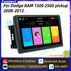 Multimedia Android para Dodge Ram 1500 2500 Pickup 2008 - 2012 Radio de coche 2 Din estéreo Carplay unidad principal de navegación GPS Autoradio