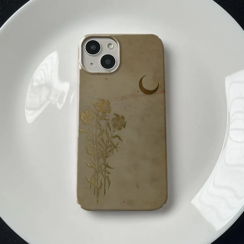 Flower Moon Art Eenvoud Case voor IPHONE 16 PRO MAX 14 13 PRO 13 PRO MAX 15 15 PLUS 12 13 MINI Acryl Harde Mobiele Telefoon Gevallen