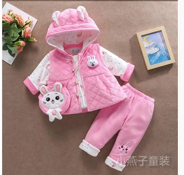 Baby girl's thin cotton three-piece suit