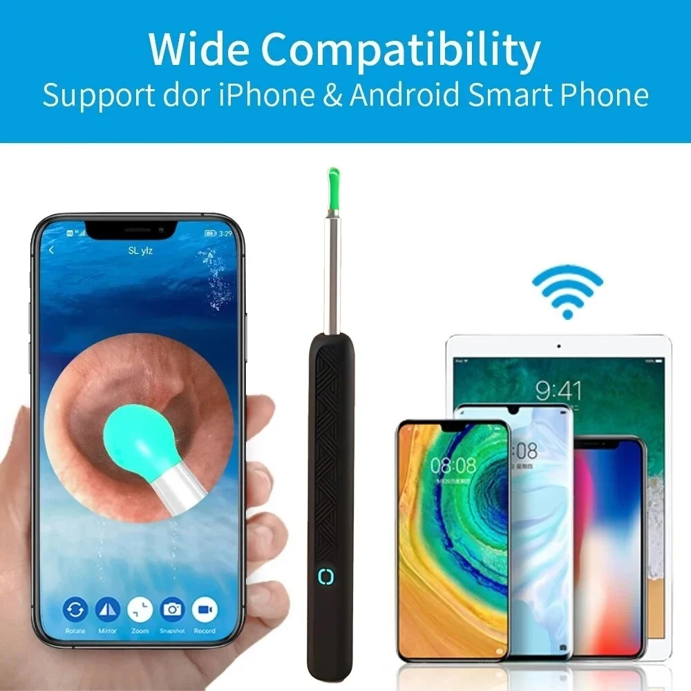 Luminous Otoscope Wireless Ear Wax Cleaner Wireless WiFi Camera-Equipped Endoscope Safe Ear Wax Cleaning Ear Health Care Tools