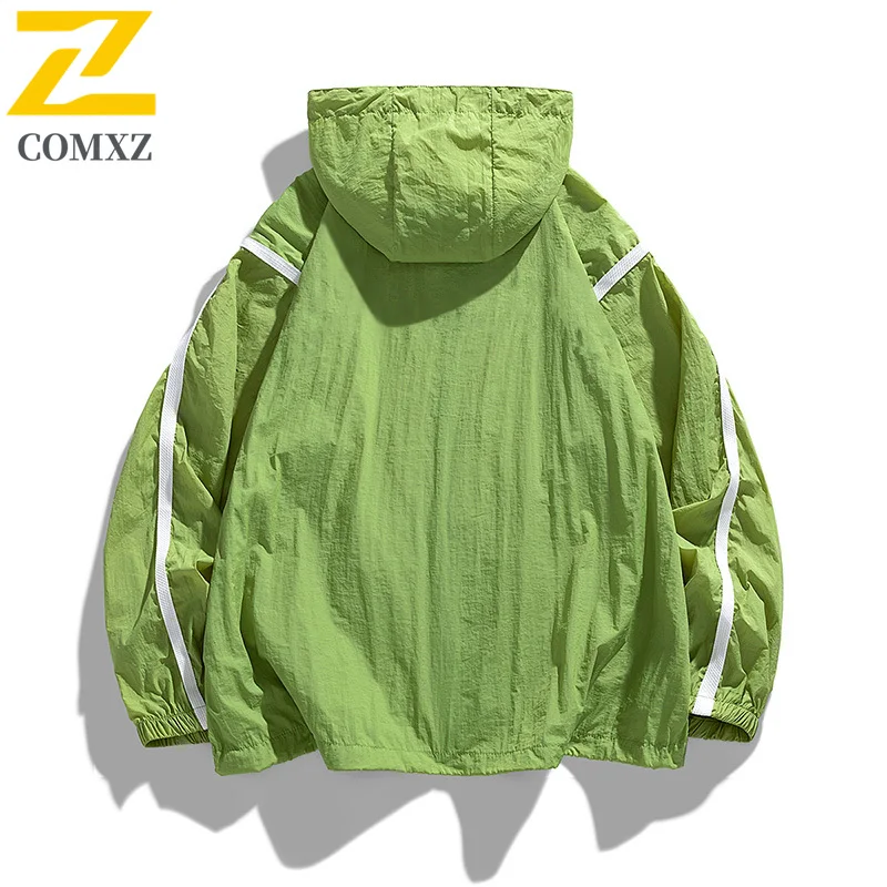 Outdoor Jacket Men's Summer Thin Ice Silk Comfortable Breathable Hooded Coat Women Japanese Camping UV UPF50+ Skin Windbreaker