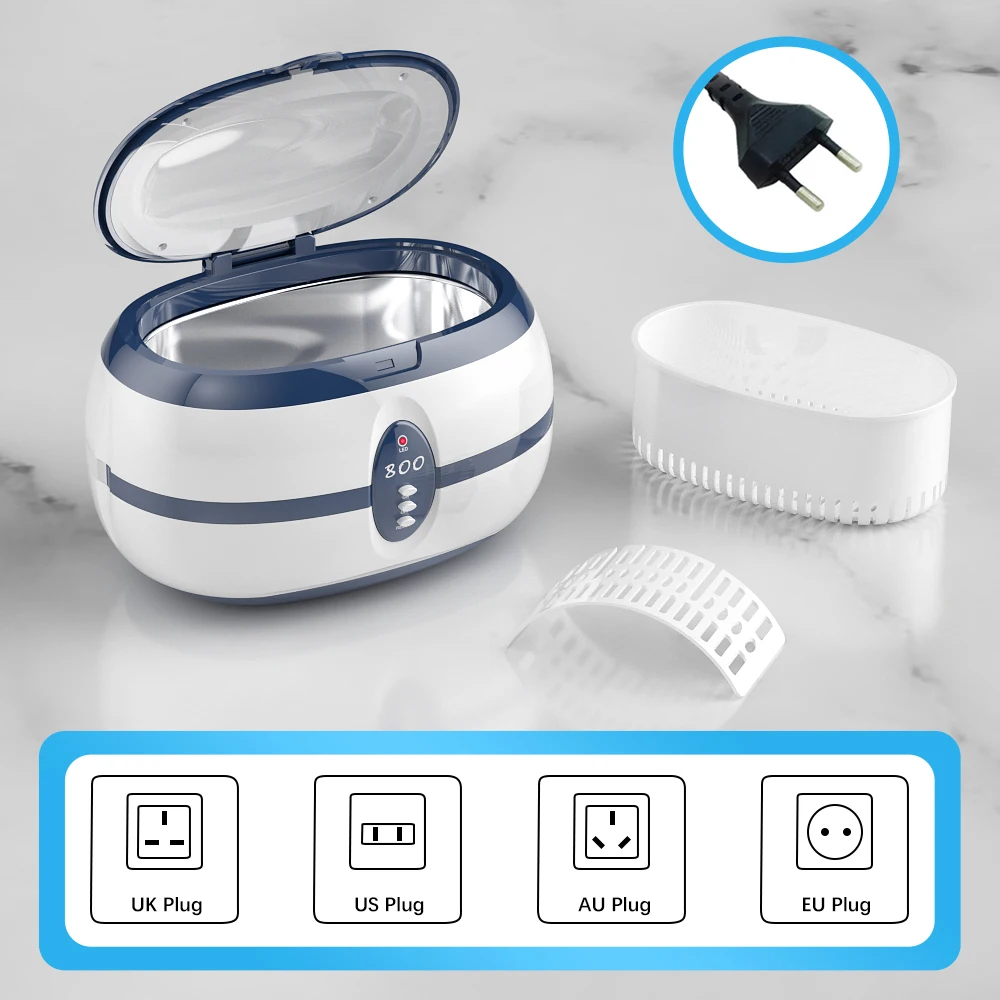 GTSONIC 600ml Household Digital Ultrasonic Cleaner 60W Stainless Steel Bath 220V EU Plug Ultrasound Washing for Watches Jewelry