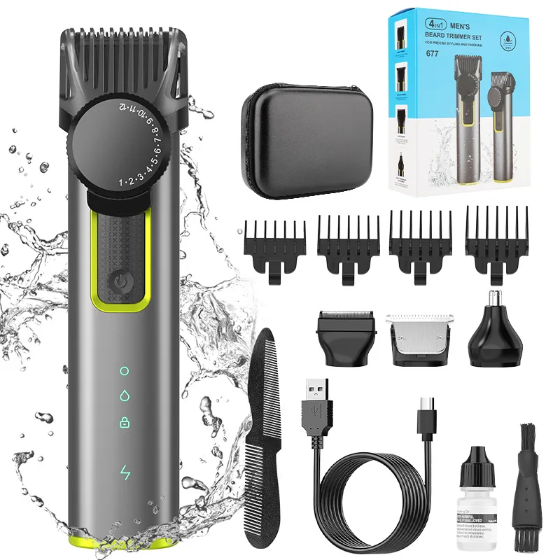 2026 New Men's Professional 4 in 1 Hair Trimmer Set Multi-function Hair Clipper Electric Shaver Nose Eyebrow Hair Grooming Kit