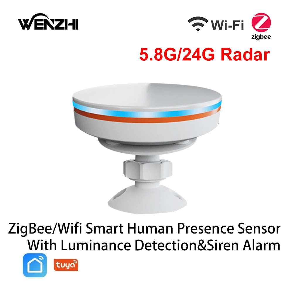 ZigBee 3.0/Wifi sensore di presenza umana 5V Radar MMwave con allarme sirena Motion Lux Detection Tuya/Smart Life domotica fai da te