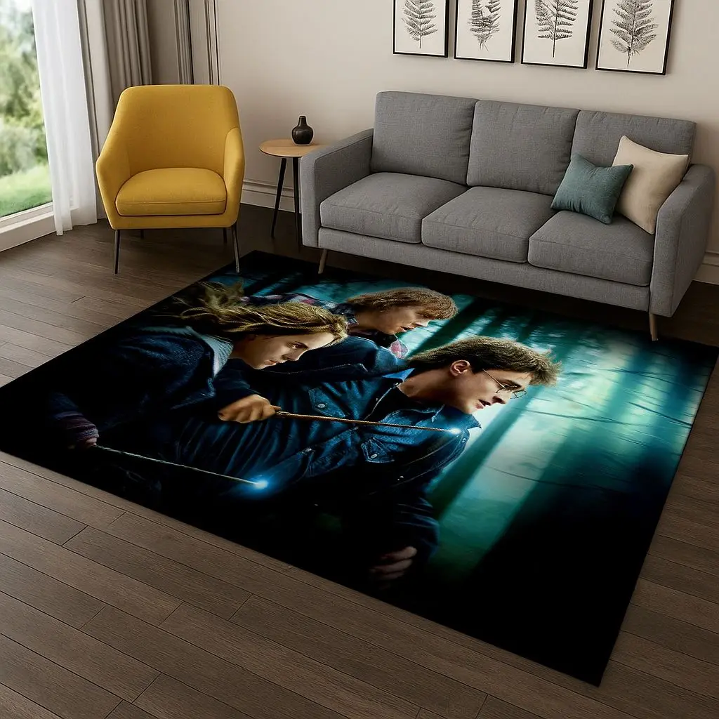 3D h-harry p-potter cartel escolar mágico alfombra de dibujos animados para dormitorio sala de estar sofá decoración del hogar, alfombra de área para niños alfombra antideslizante