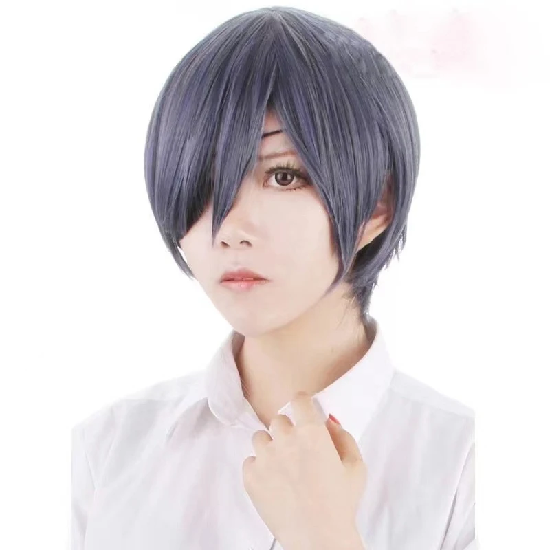 

Anime cosplay Black Butler Ciel men's Phantom blue-gray fake hair wig