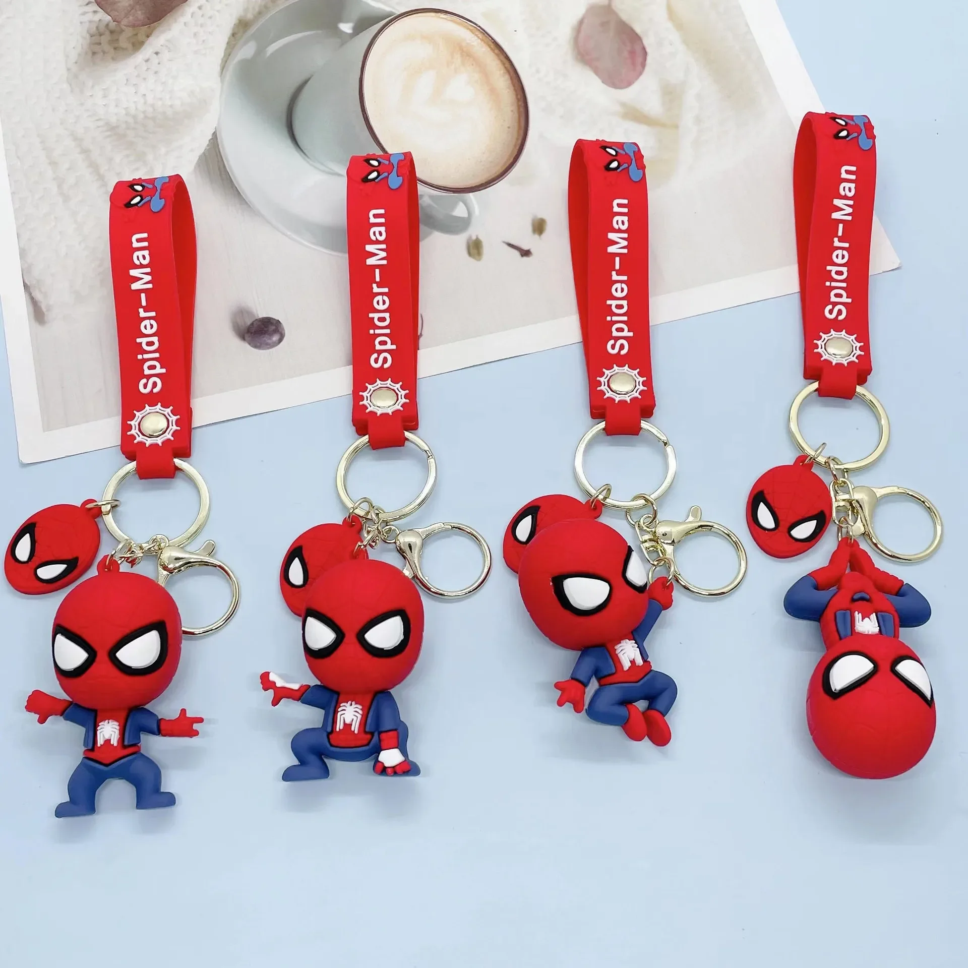 Marvel Spiderman Keychain for Men Boys Cartoon Cute Spider-man Keyring Keys Holder Accessories Gifts