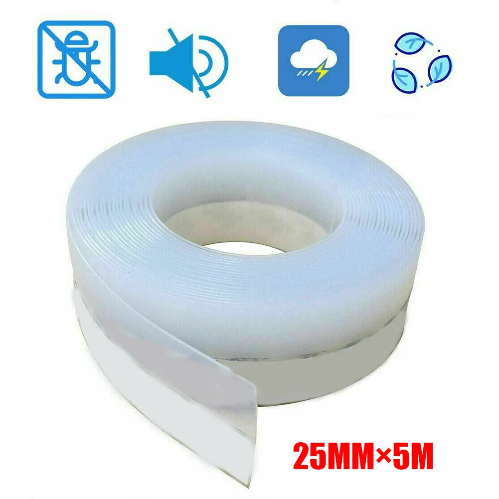 5M Silicone Draught Excluder Door Seal Strip Tape Weatherproof Noise Reduction and Dustproof Protection for Sliding Doors