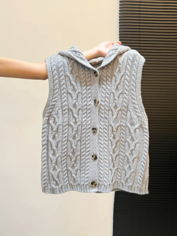 

Корейский свободный женский вязаный жилет с модными кисточками и узором «косичка», свитер-накидка, осенне-зимняя многослойная универсальная одежда