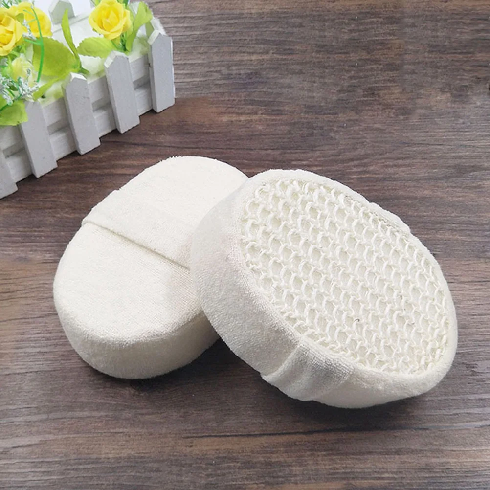

2pcs Natural Loofah Sponge Bath Scrubber Exfoliating Cloth Backing Elastic Hand Strap Soft Deep