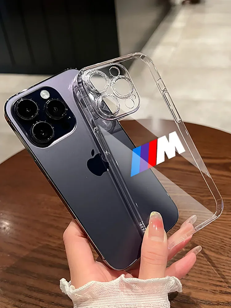 Luxury Clear Phone Case for IPhone 11 12 13 14 Pro Max XR X XS SE 7 8 Plus For BMW M M3 M4 M5 X1 X5 X3 X7 X6 Performance