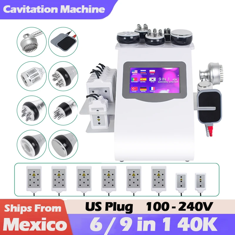 Máquina de Cavitación Ultrasónica 6 en 1/9 en 1 de 40K, Masaje Adelgazante Corporal con Vacío, Dispositivo de Belleza para Pérdida de Peso, Lifting de Piel, Envíos desde México