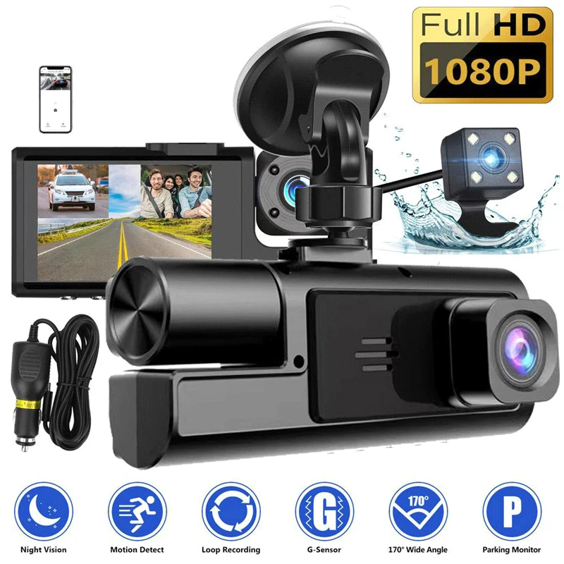 1080p FHD Dash Camera Car 24h Parking Monitoring Motion Detection Front And Inside Cars With 140 Degrees Wide Parking Loop