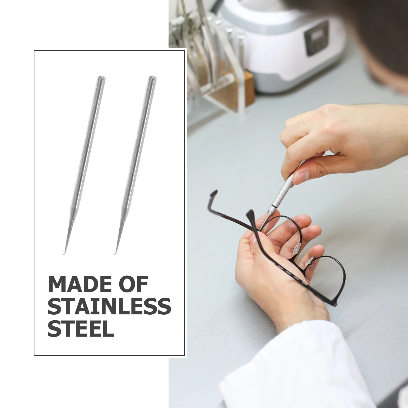 

2Pcs Stainless Steel Glasses Repair Hook Needle for Half-Frame Eyewear Fixing Tool Compact Portable Maintenance Supply