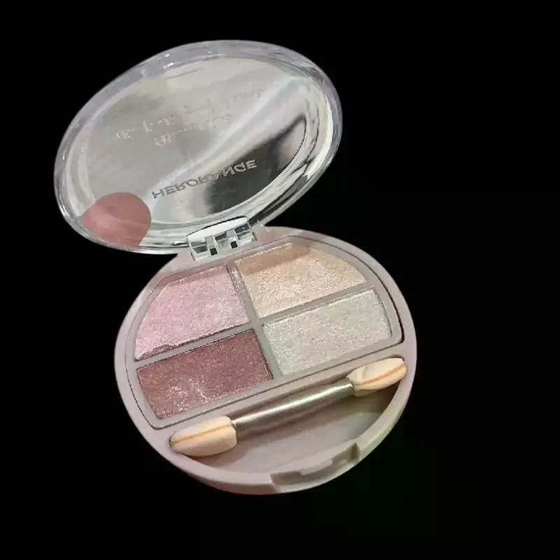 HERORANGE Palette de fards à paupières 4 couleurs scintillants et naturels, pour contour des yeux et effet effet de coquille d'œuf, avec pinceau