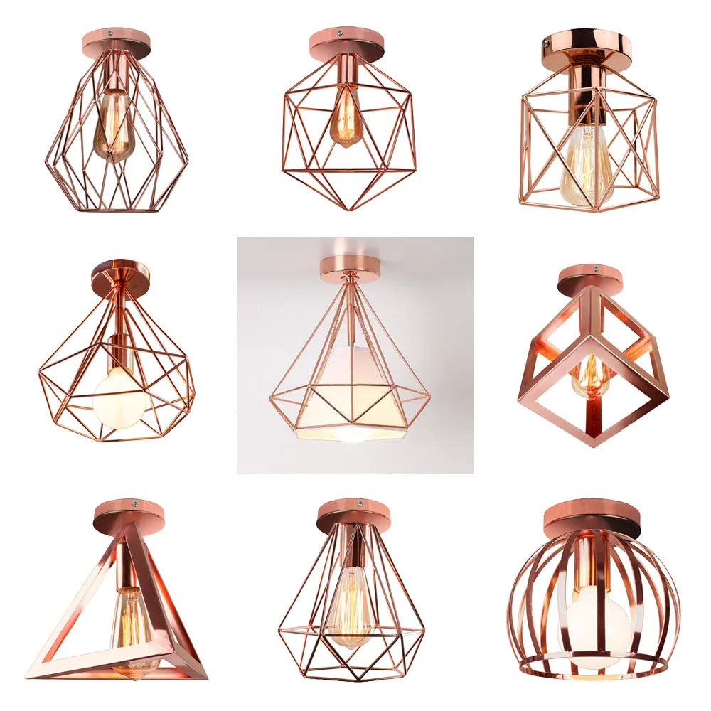 

Modern Nordic Minimalism Led Ceiling Lights Retro Iron Lamp for Home Living Room Decor Kitchen Loft Light Plafonnier Rose Gold