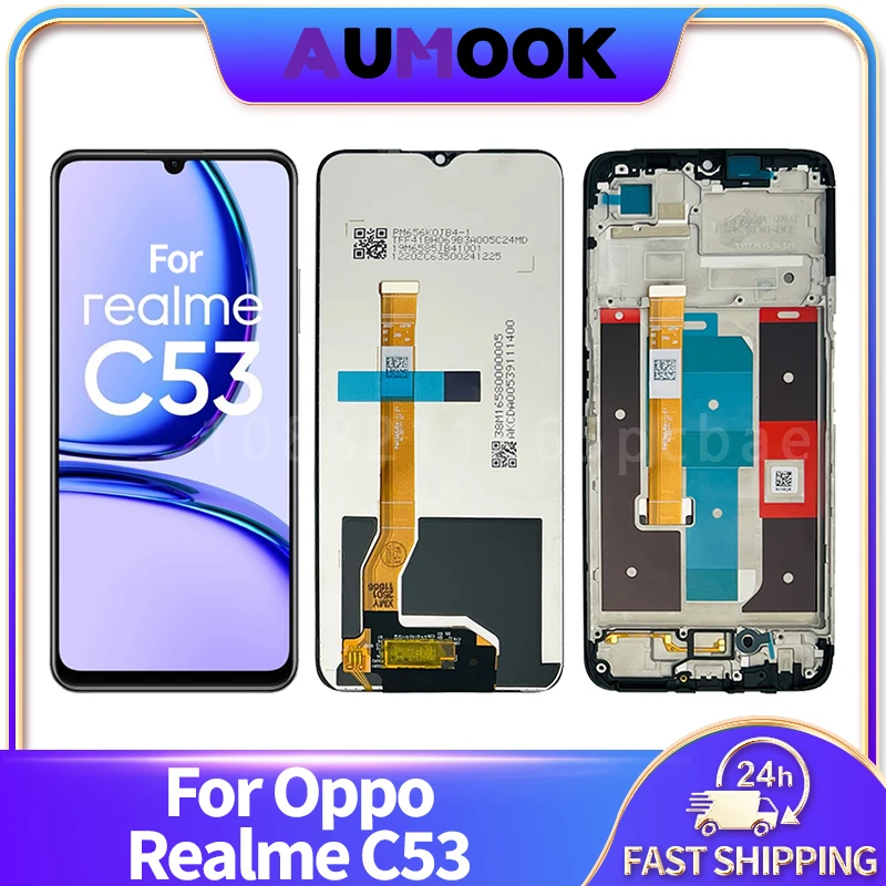 IPS LCD For Oppo Realme C53 RMX3760 LCD Screen Display Touch Screen Digitizer Assembly With Frame LCD Replacement Replace Parts