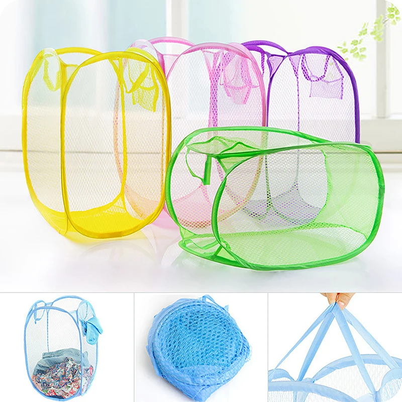 Folding Laundry Hamper Cartoon Pop Up Basket Open Mesh Laundry Dirty Sorting Basket Kids Toys Home Storage Box Pouch Home Decora