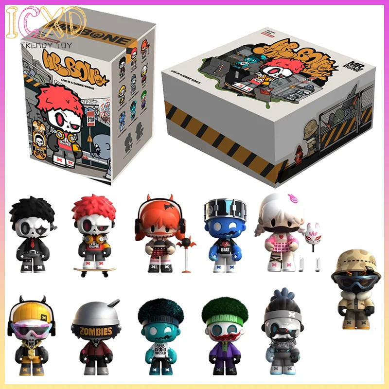 

Подлинная мини-фигурка Mr.Bone Junior2 Live In A Zombie World Series Mystery Box, мультяшный декор, модель из ПВХ, игрушки, подарки для детей