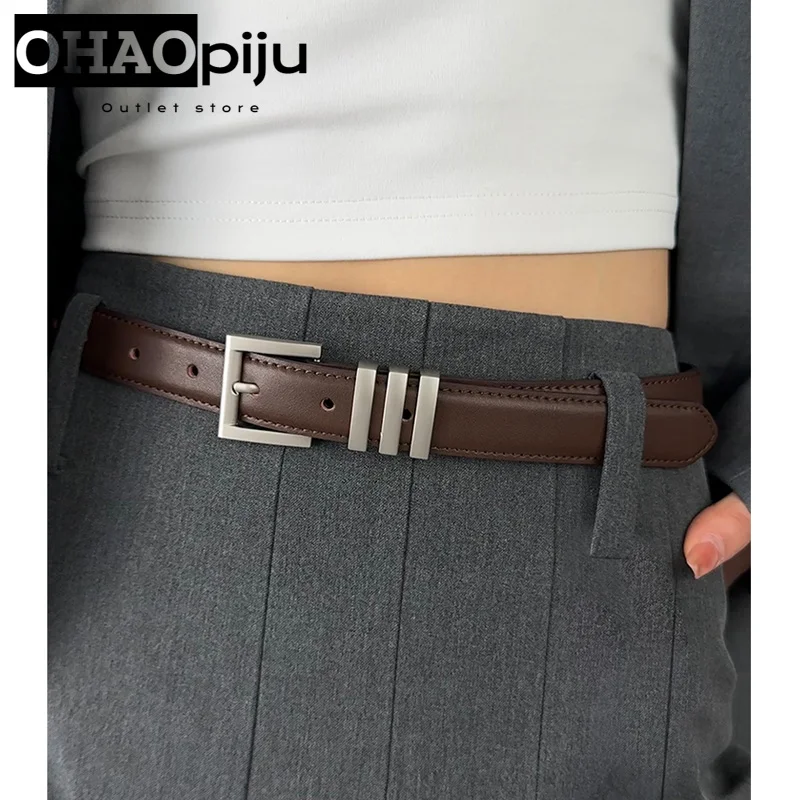 

2024 New Women Belt Genuine Leather Belt Female Square Buckle Belts Brand Designer Korean Dress Jeans Casual Fashion Waistband