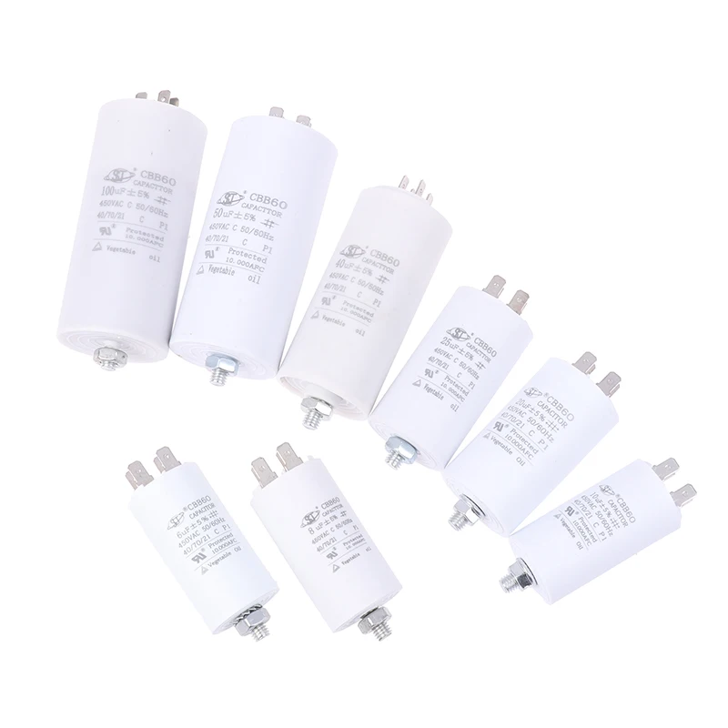 مكثف تشغيل CBB60 مع مسمار M8 للمحرك الكهربائي ، 6 ~ ، 50 هرتز ، 60 هرتز ، V AC