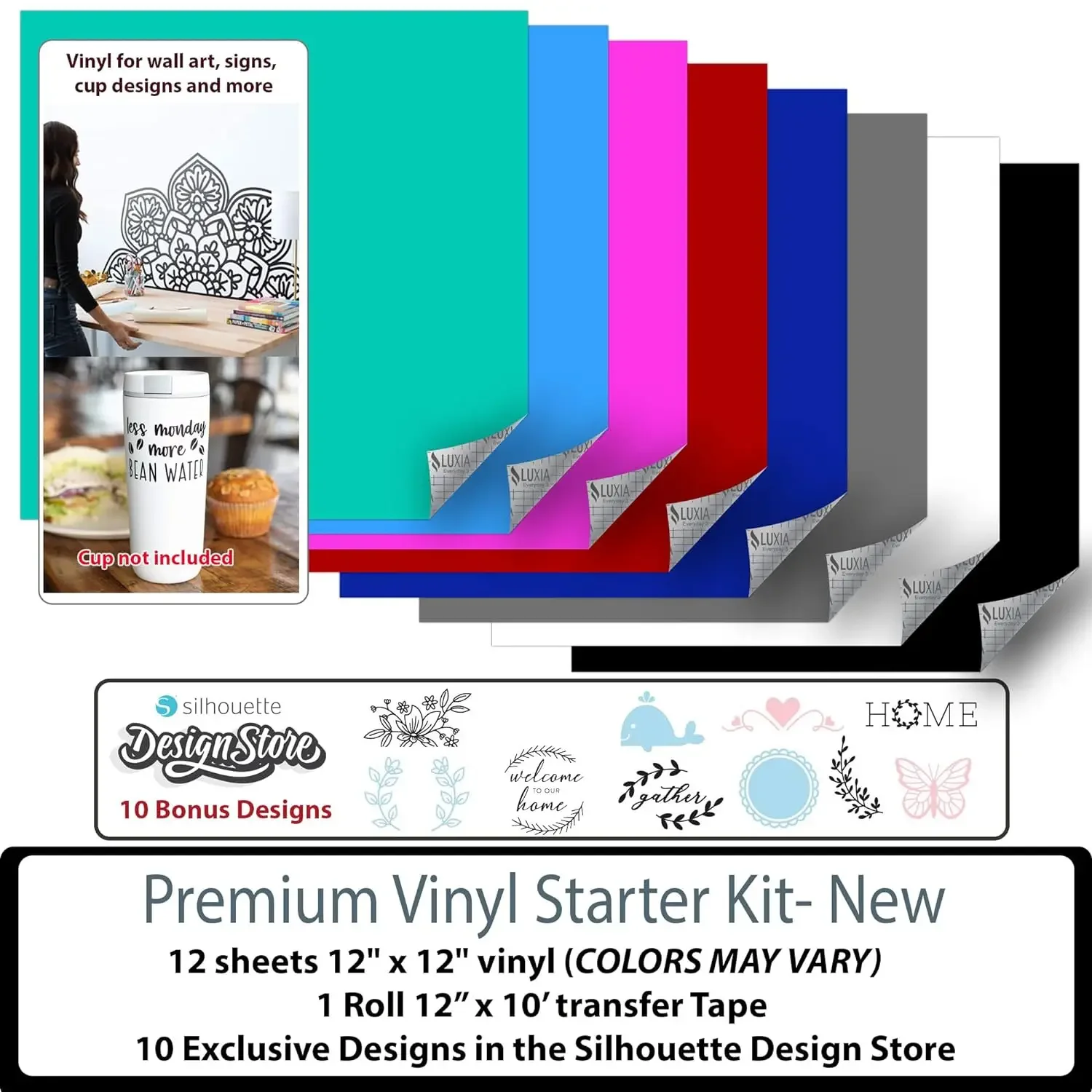 Silhouette Cameo 4 White Bundle with Vinyl Starter Kit, Heat Transfer Starter Kit, 2 Autoblade 2, 24 Pack of Pens, V