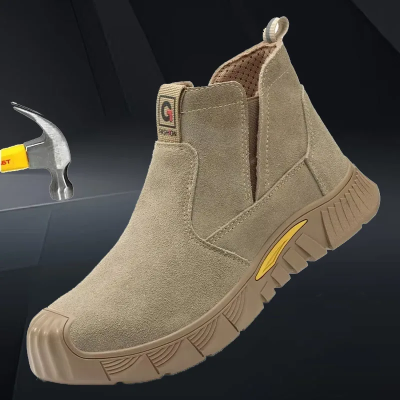 

Men Steel Toe Safety Boots Anti Smash Puncture Proof Leather Work Boots Durable Protective Footwear for Welding Work