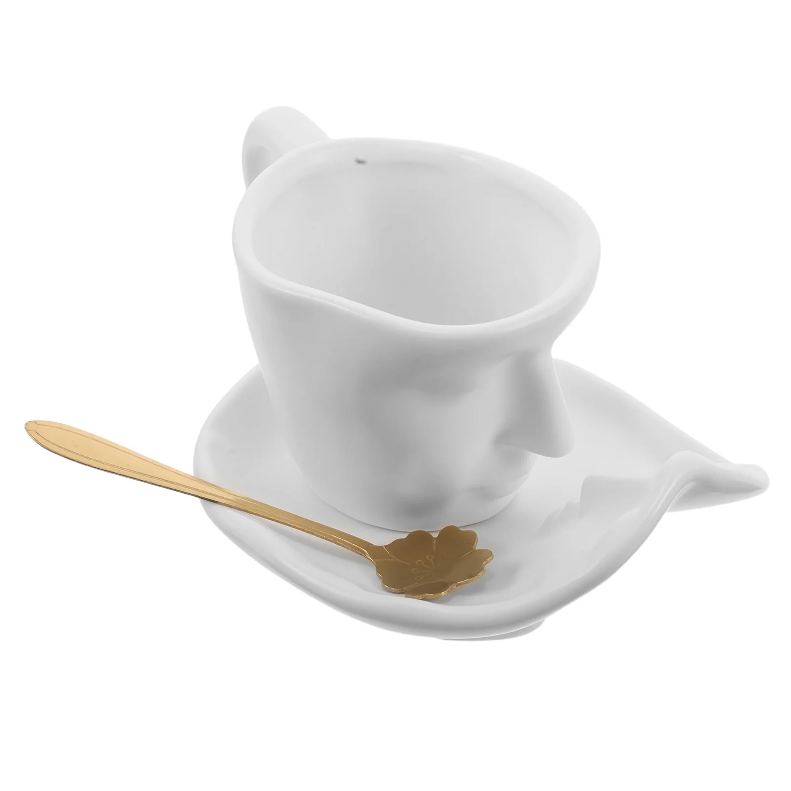 

Coffee Mug Ceramic with Saucer Cappuccino Cup Oatmeal Artistic Mugs Latte White
