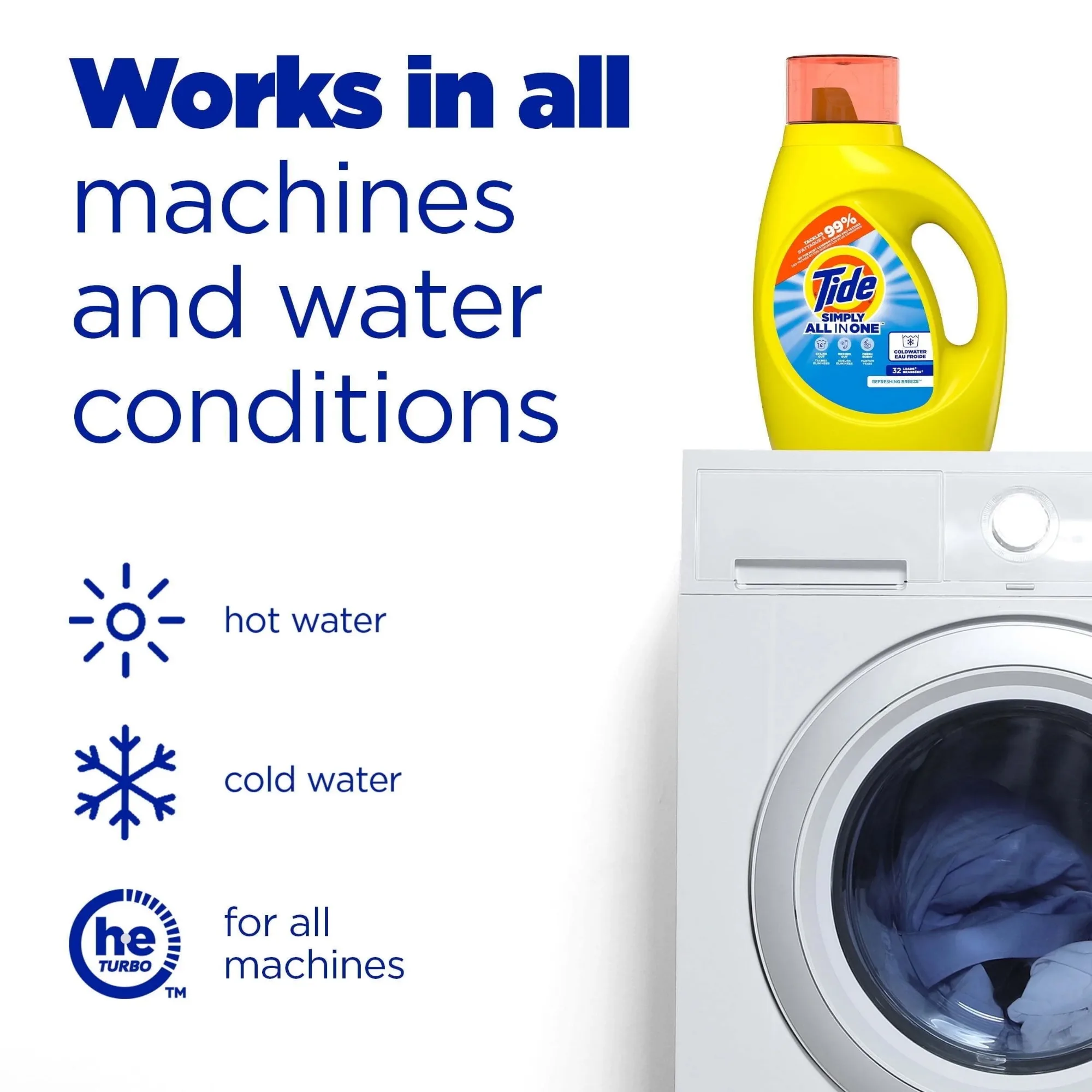 Detergente líquido para ropa, aroma refrescante de brisa, 84 fl oz, 64 cargas