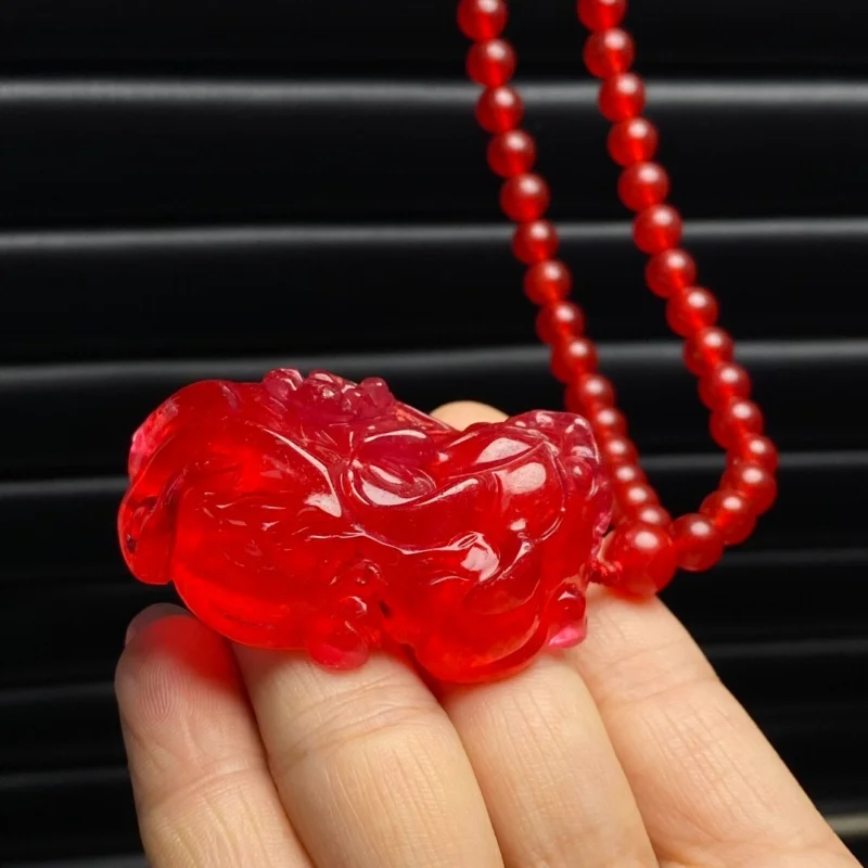 

Certified Natural High Ice Jade Jadeite Red Pi Xiu amulet Pendant&NecklacesWomen's Clothing