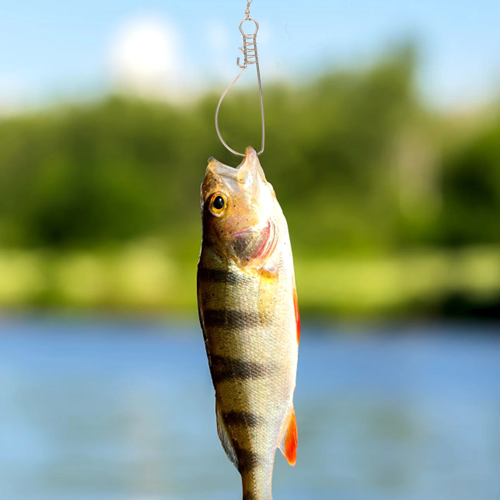 

10pcs Stainless Steel Fish Buckle Durable Fishing Gear Portable Hook Lock Clamp Live Fish Metal Stinger