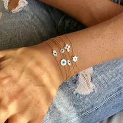 Vlen Evil Eye Protection Bracelets for Women Stainless Steel Bracelet Dainty Chain Pulseras Simple Jewelry Gifts for Her