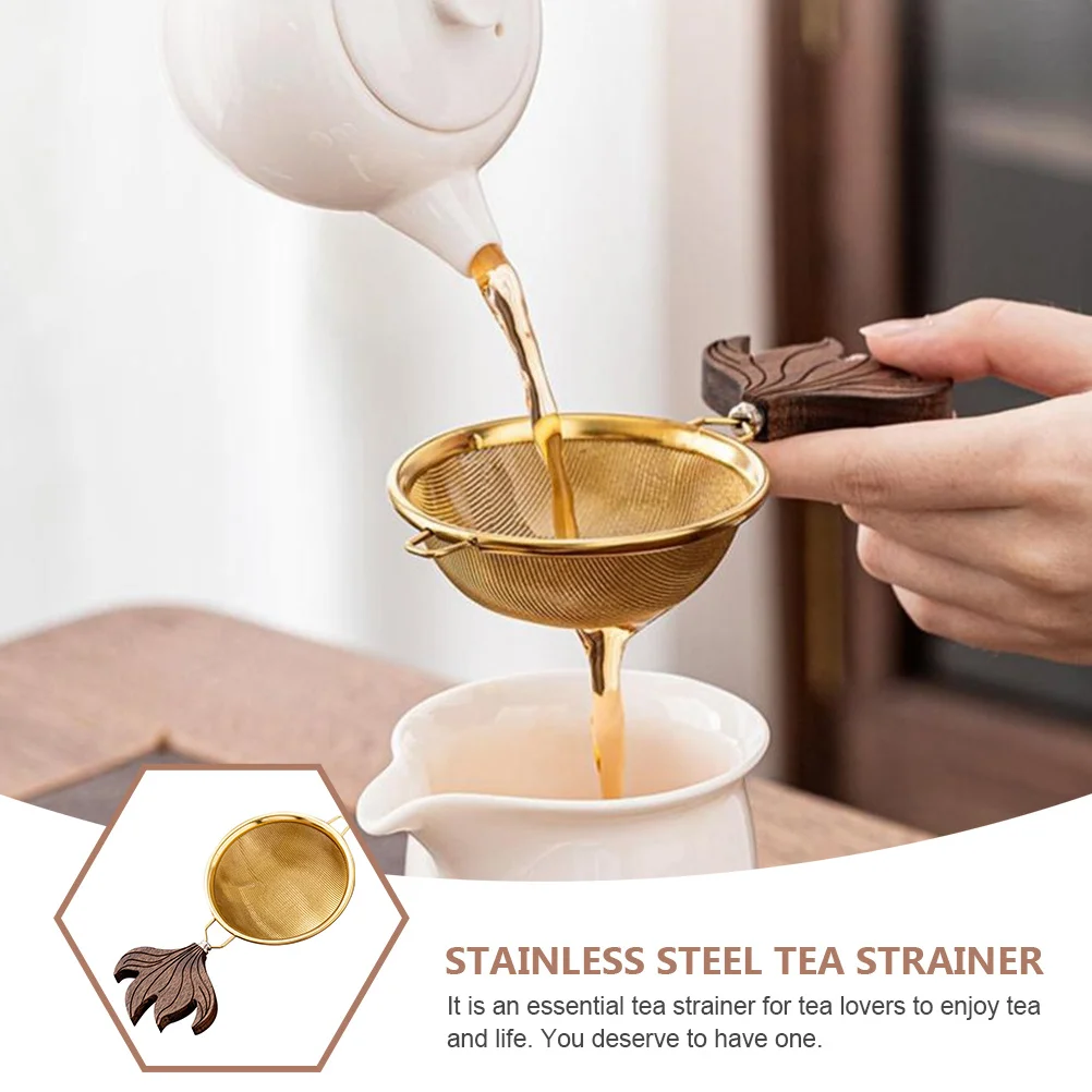 

Stainless Steel Mesh Filter Japanese Style Strainer Wood Handle Fine Mesh Infuser Home Office Use Heat Resistanttea