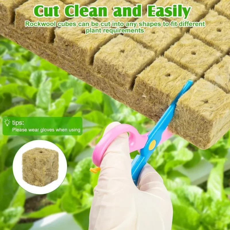 300/50Pcs Planting Sponge Stone Wool Starter Plugs Hydroponic Grow Media Cubes Seedling Grow Block Greenhouse Garden Supplies