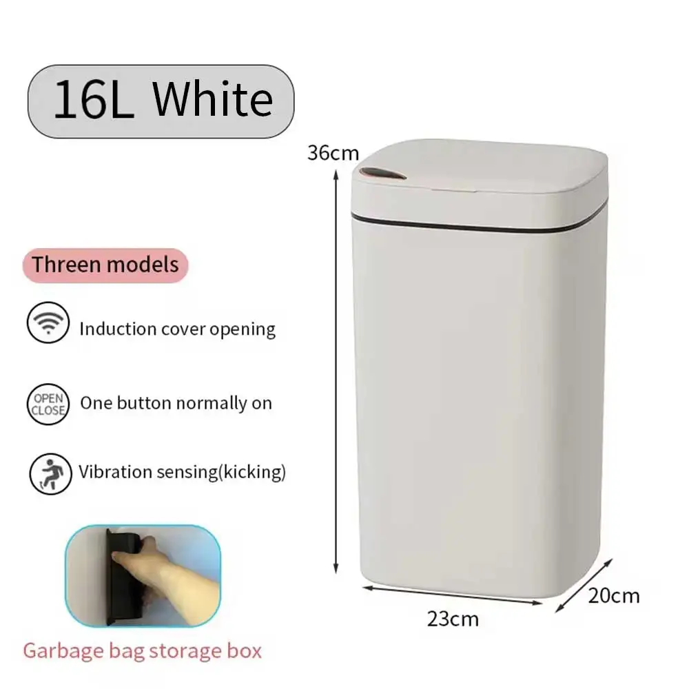 14L/16L Smart Trash Can Automatic Bagging Electronic Trash Can Touchless Bathroom Trash Bin Motion Sensor Household Garbage Bin