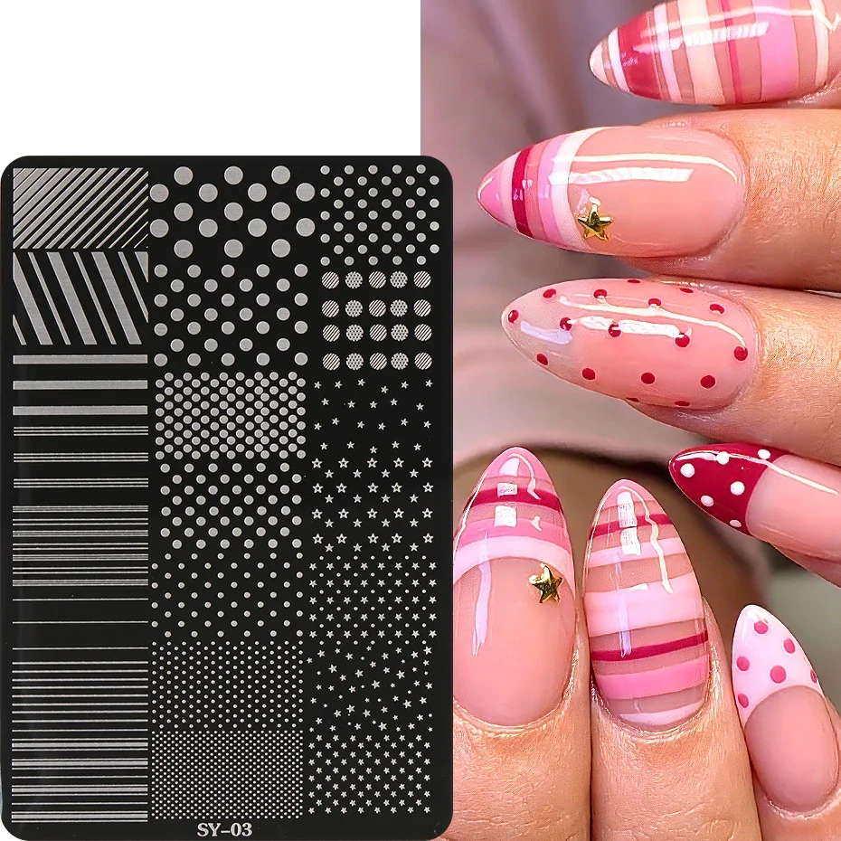 Lines Star Dots Nail Stamping Plate Nail Art Stamp Template Stripe Line Pattern Manicure Printing Stencil Nail Decorations Tool