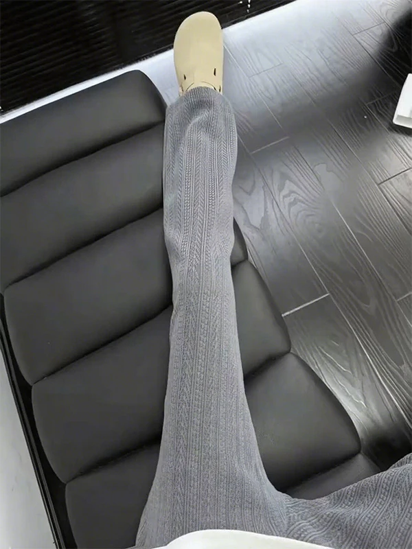 

Men's Casual Knitted Pants Autumn Season Straight Leg Loose Fit Tassel Trim Elastic Waisand Wheat Spike Pattern Embroidery