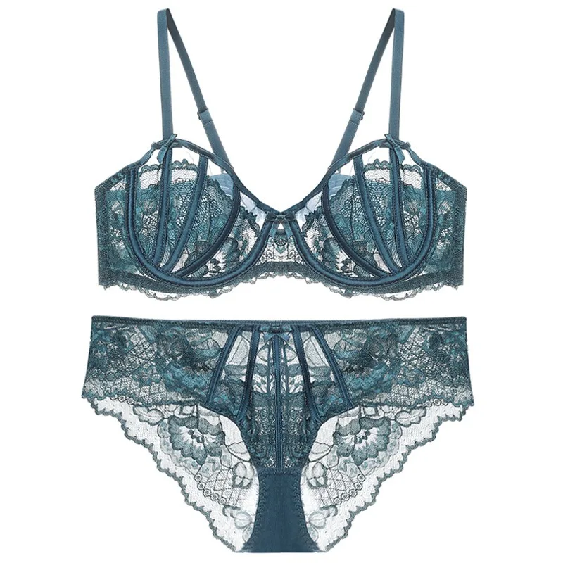 

Сексуальный комплект нижнего белья с тонкими кроличьими ушками во французском стиле, летнее женское милое кружевное нижнее белье, однотонное элегантное нижнее белье с цветочной вышивкой