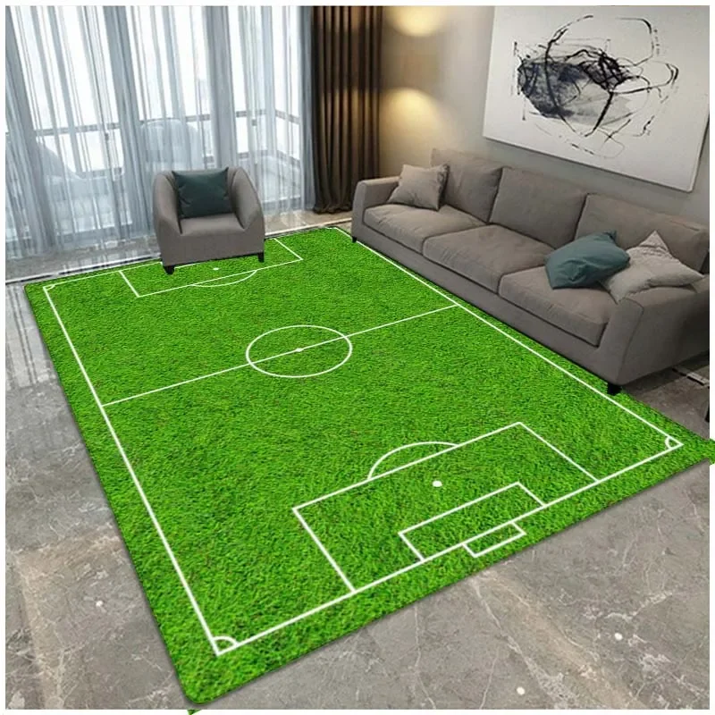 Alfombra con patrón de pista de fútbol para dormitorio, sala de estar, alfombra deportiva de fútbol para cocina, alfombrillas de piso, decoración